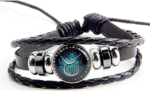 KOMO 12 constellations lear hand strap fashion personality boys hand ring simple tide of men's bracelet, Taurus