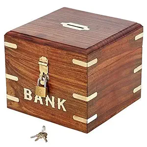 ITOS365 Handicrafted Wooden Money Bank Large - Coin Saving Box - Piggy Bank - Gifts for Kids, Girls, Boys & Adults