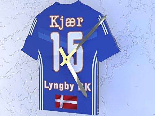 FanPlastic DANISH SUPERLIGA - FOOTBALL SHIRT CLOCK - PERSONALISED - BRAND NEW ACRYLIC SHIRT DESIGN!! (Lyngby Boldklub)