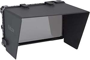Nitze Monitor Cage for Portkeys LH7P / LH7H Monitor with PU Leather Sun Hood, Monitor Cage with Built-in NATO Rail and Cold shoe, Multiple 1/4"-20 Threaded Holes and 3/8" ARRI Locating Hole - JT-I03B