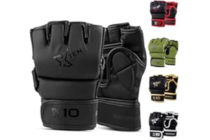 XTEN Sports Premium MMA Gloves for Cage Fighting and Martial Arts Grappling –Training Sparring Mitts for Muay Thai Kickboxing and Combat Sports Also Suitable for Punching Bag Work
