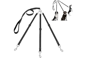 KALSEY Guinzaglio per Cani, 3 in 1 Cane Guinzaglio, 3 In 1 Multi Guinzaglio per Animali Domestici, Regolabile Staccabile in Nylon Guinzaglio Cani, per animali domestici multipli (Nero)