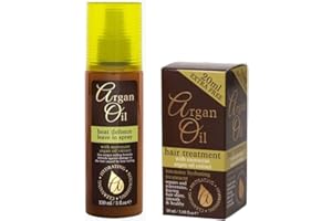 SAESR Hair Care Argan Oil Potent Hair Treatment and Argan Hair Oil Heat Protection Spray. 2-Pack Argan Oil Hair Treatment 50ml and Heat Protection Spray for Hair 150ml.
