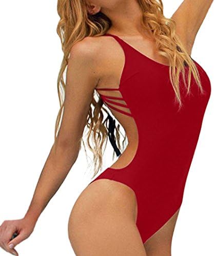 Bestoppen Women Sexy Monokini Swimwear,Ladies Backless Bandage Bikini Set One Piece Padded Push up Bra Swimsuit Casual Fashion Bathing Suits Beachwear Set Swimwear for Women Girls (S/UK 6-8, Red)