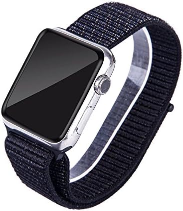 WTACC Smart Watch Band Black Men 42mm Nylon Loop Designer Replacement Strap for Apple Series 3/2/1