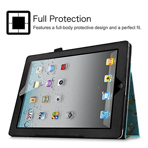Fintie iPad 2 / 3 / 4 Hülle Case – Folio Slim Fit Kunstleder Schutzhülle Cover Tasche Etui mit Auto Schlaf / Wach Funktion für Apple iPad 2 / iPad 3 / iPad 4, Mandelblüten - 4