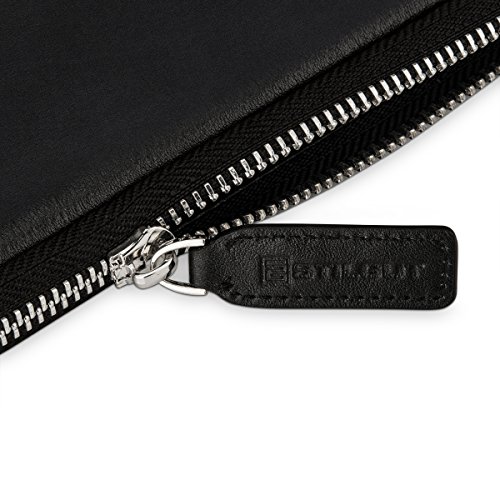 StilGut Sleeve Bellevue MacBook Sleeve aus echtem Nappa-Leder mit Innenfächern und Reißverschluss für Notebooks bis 12″ z.B. MacBook 12″, Schwarz - 8