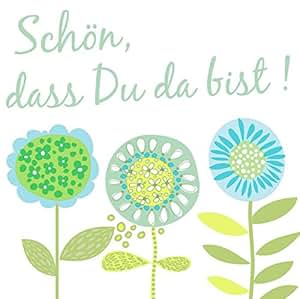 Servietten Schön Dass Du Da Bist - 60 Stück Blumen Design Für Feiern
