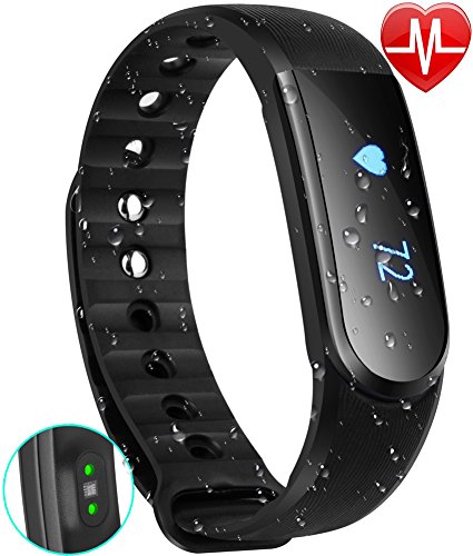 Fitness Tracker Armbanduhr, Toobur Pulsuhr, Drahtlose Aktivität und Schlaf-Tracker, USB-Ladekabel Touch Bildschirm Smart-Armband, Sportuhr mit Schrittzähler Kompatibel mit iPhone iOS und Android-Handy