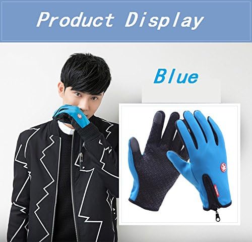 Outdoor Excellent Winter Waterproof Antiskid Luvas Bycicle Glove Cycling Gloves Gant for Cycling Skiing, Two fingers Touch Screen Functions (blue, M)