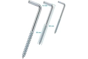 EURO TISCHE Viti a gancio Viti angolari a L in acciaio zincato - Robusti ganci a vite in 3 diverse misure (40 pezzi 6 cm)