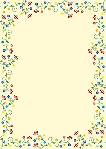 50 Sheets Letter Paper - Motif Paper Colourful Flowers - Vintage Style 51032