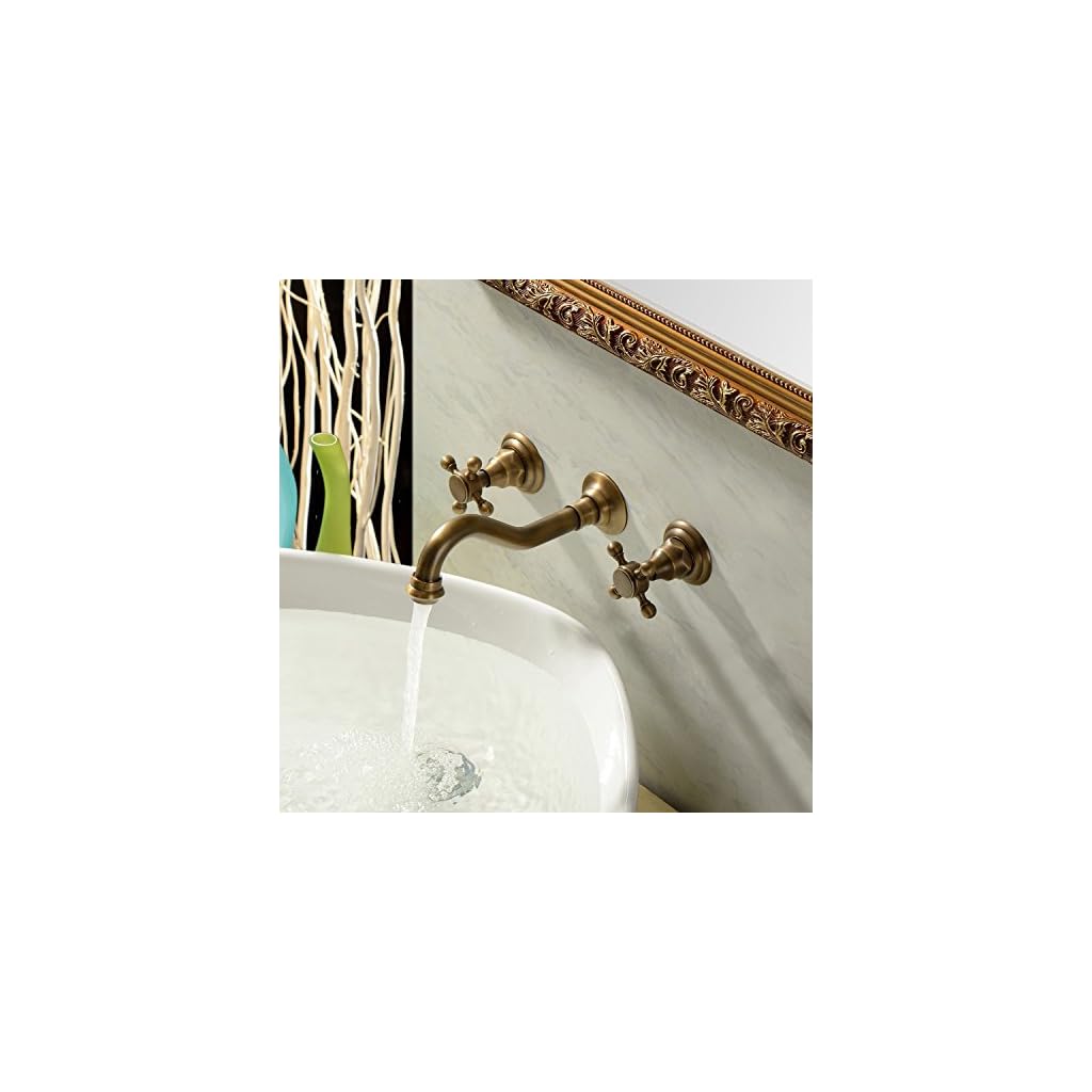 Grifo De Lavabo En Baño Latón Envejecida Antigua Diseñada Colocado En