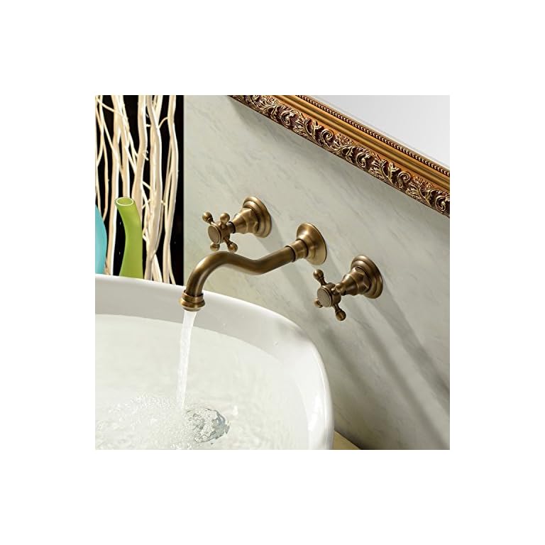 Grifo De Lavabo En Baño Latón Envejecida Antigua Diseñada Colocado En