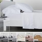 COTTON ARTean Bed Sheet Set 150 Satin 300 Thread Count LEUNA White | Includes 4 pieces: flat sheet, fitted sheet, 2 pillowcas