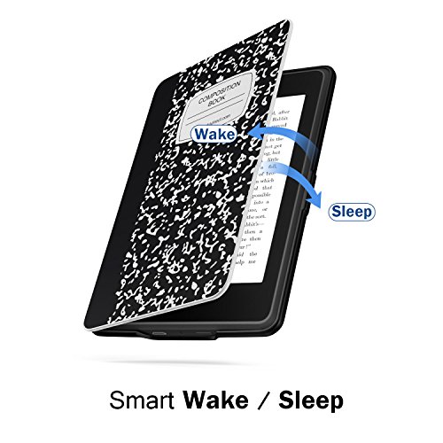 MoKo Kindle Paperwhite Hülle – Ultra Leightweight Schutzhülle Smart Cover mit auto Sleep / Wake Funktion für Alle Kindle Paperwhite (2016 / 2015 / 2013 / 2012 Modelle mit 6 Zoll Display), Notizbuch Schwarz - 6