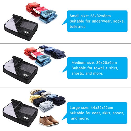 Organisateur-de-Voyage-Lot-de-3-Sacs-de-Rangement-Sac--Bagage-Cube-Voyage-pour-Accessoires-Vtements-Valise-Noir