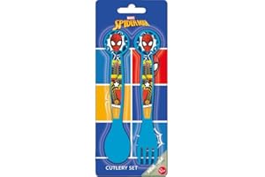 ILS I LOVE SHOPPING Set Posate per Bambini in Plastica Alimentare senza BPA - Forchetta e Cucchiaio Made in Spain (Spiderman)