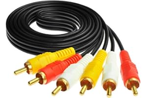 Sooiiyu Câble RCA, Câble Composite Audio Vidéo 3 RCA, Câble AV Plaqué or, pour TV, Magnétoscope, DVD, Satellite, Récepteurs de Cinéma Maison - 1,5 m