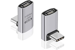 Duttek Adapter USB C 90 stopni (2 sztuki) Adapter USB C męski żeński – transfer danych 40 Gb/s, ładowanie 240 W, wideo 8K kompatybilny z Thunderbolt 4/3, Switch, MacBook, tablet, telefon i inne