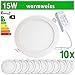 Produktbild LEDVero 10x Ultraslim LED Panel SMD 2835, 15 W, rund Deckenleuchte Lampe Einbau Leuchte Licht Strahler, warmweiß SP89