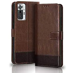 TheGiftKart Dual-Color Leather Finish Flip Cover for Redmi Note 10 Pro/Pro Max | Inside Pockets & Inbuilt Stand | Wallet Style Back Case | Magnet Closure (Brown & Coffee)