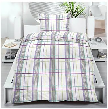Microfibre Bed Linen 135 x 200 cm Set of 2 or 4 Piece Bed Sheet Set White bunt kariert, Microfibre, multicoloured, 2-teiliges Set