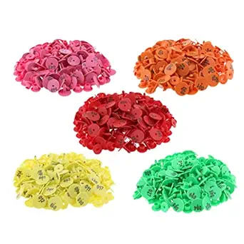 GIANTE 100PCS Small Numbered Livestock Ear Tag for Pig Cow Cattle Goat Sheep Red