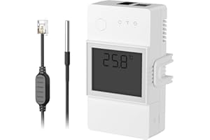 SONOFF TH Elite 20A Interrupteur Connecté WiFi avec WTS01 Capteur de Température Étanche, Contrôle à Distance via APP, Surveillance de Temp, Compatible avec Alexa, Google Home, Interface RJ9 4P4C