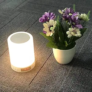 OUD Nlight Light with Touch Sensor Bluetooth Speaker, Lamp Portable Wireless Bluetooth Speaker Touch Control Color LED Bedside Table Lamp, Speakerphone/TF Card/AUX-in Supported (White)