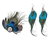 Pfau Feder Fascinator, Fascigirl Haarspange Federn Fascinator Ohrringe Set