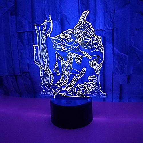Fishhook 3D gradiente colorato luce visivo led luce regalo di Natale lampada da tavolo Cartoon bambini comodino lampada illusione interruttore touch