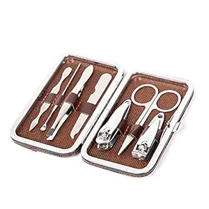 Jirax 7 in 1 Manicure Pedicure Set Nail Clippers Stainless Steel Nail Grooming Set Professional Nail Scissors Grooming Kits, Nail Tools with Leather Case