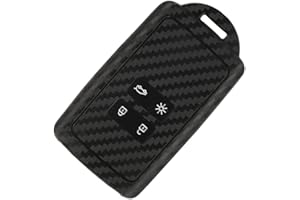 Happyit Cubierta de Los Casos de la Llave del Coche del Silicón Suave del Patrón de la Fibra de Carbono para Renault Kadjar Clio Scenic Megane R.S. Escénico Plumero Sandero Captur Twingo (4 Botones)
