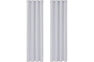 Deconovo Tende per Interni Oscuranti Termiche Isolanti, Tende Camera da Letto Tinta Unita 2 Pezzi, con Occhielli, 140x200 CM (Larghezza x Altezza), Grigio Perla