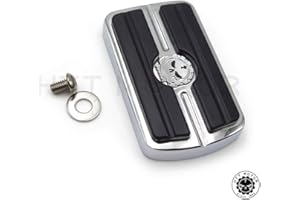 HTTMT MT216-052- Chrome Skull Rear Brake Pedal Cover Compatible with Harley Davidson Softail Dyna Electra Glide