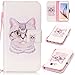 Produktbild SMART LEGEND Lederhülle für Samsung Galaxy S6 Ledertasche Hülle Katze Muster Schutzhülle Premium PU Leder mit Handschlaufe Klapptasche Flip Wallet Case Protective Cover Innere Weiche Silikon Bookcase Handytasche Bookstyle Schale mit Kartenfächer Magnetverschluß Standfunktion Etui