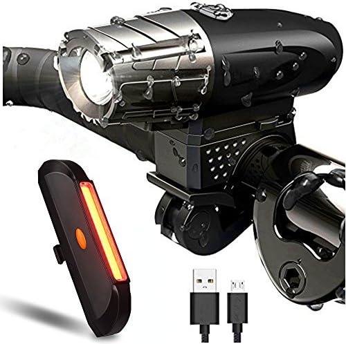 SOOJET USB Rechargeable LED Bike Light - IP65 Waterproof - 400 Lumens - 5 Light Modes - 1 USB Cable