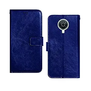 Pinaaki Enterprises Nokia G20 PU Leather Vintage Flip Cover Case | Wallet Stand |Complete Protection Cover for Nokia G20 - Blue