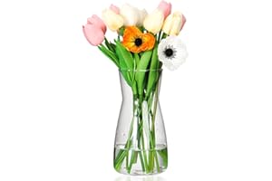 HYCKee Clear Glass Vases for Flowers Decor Home Handmade Modern Large Flower Vase for Centerpieces Living Room Kitchen Office Wedding (Clear)