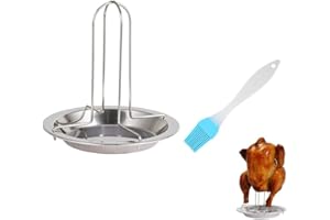 SJBAUTYO 1 Stücke Hähnchenhalter,Hähnchenbraten aus Edelstahl,Huhn Röster Rack kann klappbar,Antihaft Vertikal Huhn Halter für Backofen oder Grill Grill Zubehör Hähnchenbräter