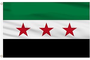AhfuLife Syria Flagge 150 x 90cm, 1 Stück Syrian Fahne Leuchtenden Farben mit Messing-Ösen, Syrian Arab Republic Three Star Flag für Garten Festival Draußen und Drinnen Party Bar Deko