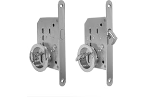 BricoShopping set MANIGLIE per PORTA interna in legno A SCOMPARSA SCORREVOLE KIT con SERRATURA ad INCASSO GANCIO chiave e nottolino cieca rotonda bocchetta acciaio (Tondo C/C, Cromo Lucido)