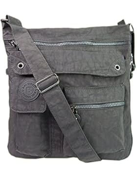 Bag Street Umhängetasche grau Nylon-Damenhandtasche mit Fee-Anhänger OTJ206K
