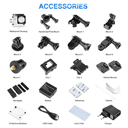 Y8-P Action Kamera sport Kamera 2.0 Zoll Helmkamera WiFi 1080P Action Camera Full HD 30M Wasserdicht Actioncam Kamera H264 12Mp Video Action DV Camcorder sport Camera schwarz - 9