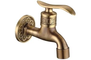 Nostalgie Messing Waschtischarmatur für Bad - Antik einhebelmischer Wasserhahn 1/2 Zoll Waschtisch Wandhalterung Einlochmontage Wannenarmatur normal für Küche Badezimmer Toilette Balkon,Kurz