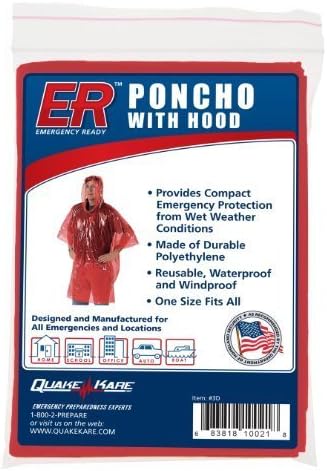 ER Emergency Ready Rain Poncho with Hood by ER Emergency Ready