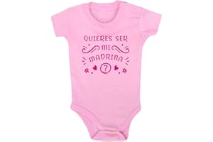 Clickink Body bebé Quieres ser mi madrina? Regalo bebé. Regalo divertido. Bebé friki, regalo tía, regalo amiga, regalo madrina. Regalo original. Para bebés. Body bebé algodón. Manga corta.