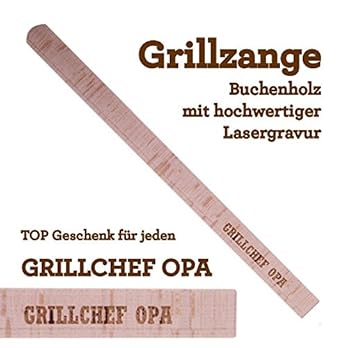 Grillzange Aus Holz Mit Hochwertiger Gravur Grillchef Opa