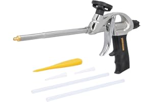 PU-Schaumpistole, professionelle Schaumpistole, Edelstahlrohr, Schaum-Durchflussregler, praktischer Auslöser, kommt mit 2 x Düsen, 2 x Verlängerungsrohre, 1 x Schaumapplikatorpistole TOUGH MASTER
